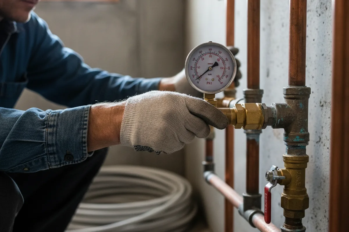 Pressure testing a repaired line during Water Line Repair in Collettsville